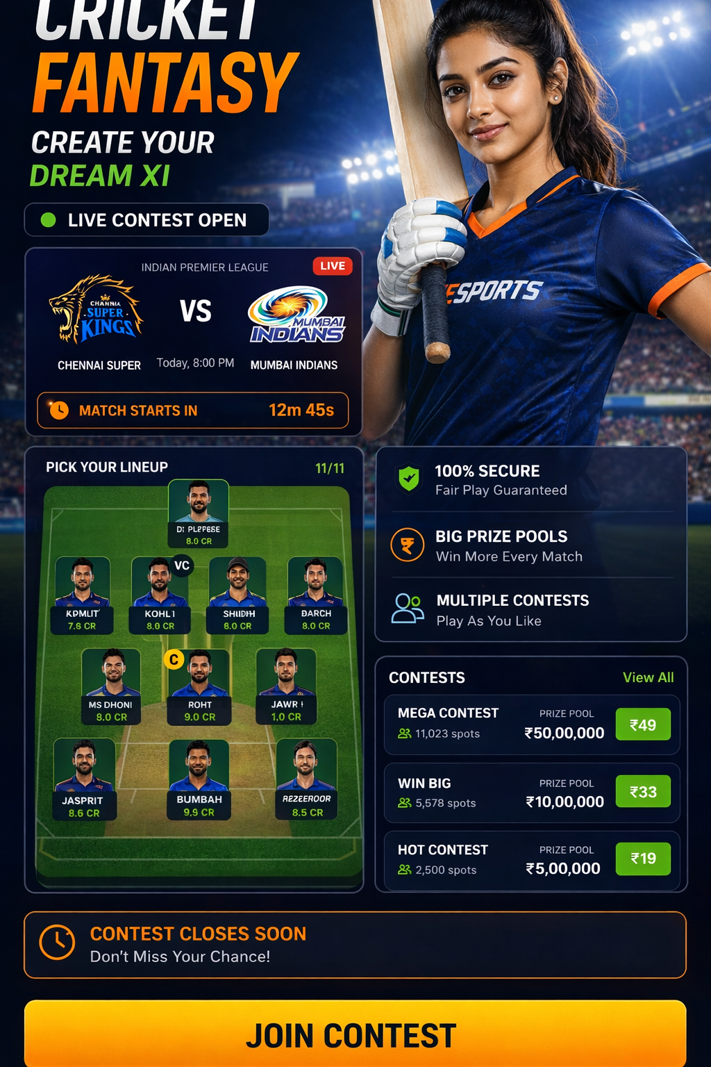 Come 365 App cricket matchday visual