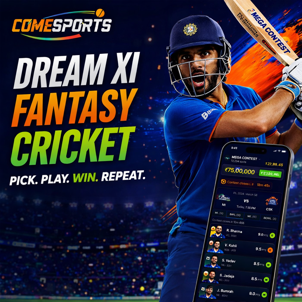 Come 365 App Dream XI fantasy cricket ad visual