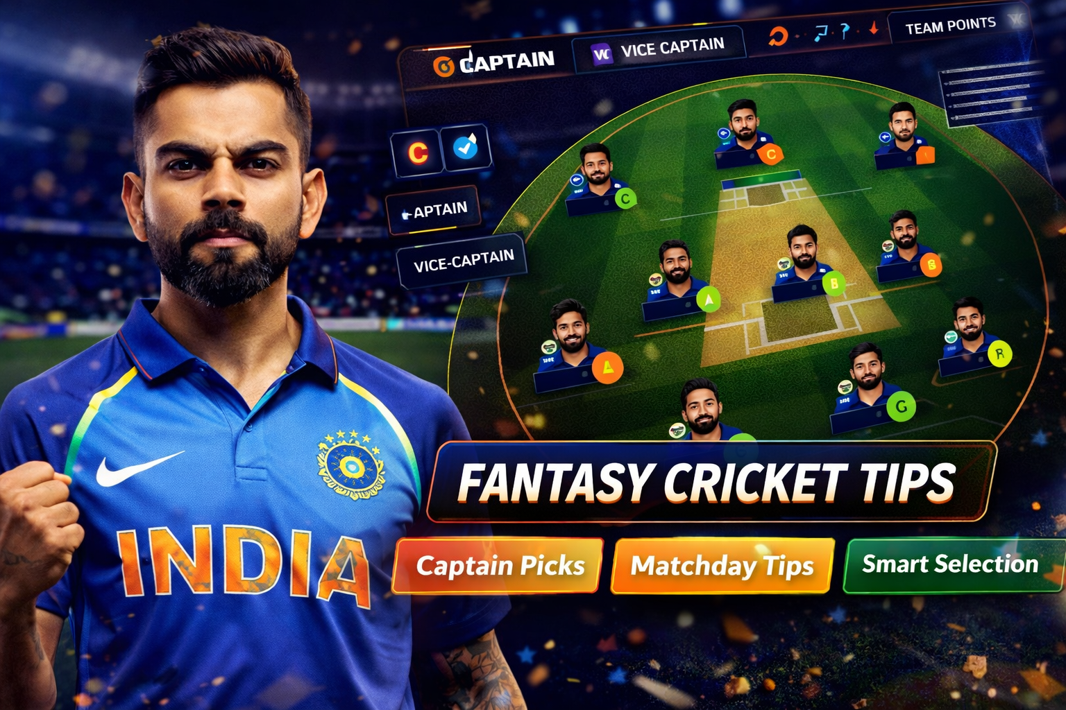 Come 365 App role based fantasy cricket checklist